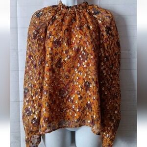 MARIE OLIVER Silk Floral Shimmery Blouse